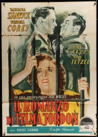 2b149 THELMA JORDON Italian 1p '50 great different Civo art of Barbara Stanwyck behind bars!