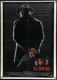 2b159 UNFORGIVEN Italian 1p '92 classic image of gunslinger Clint Eastwood with his back turned!
