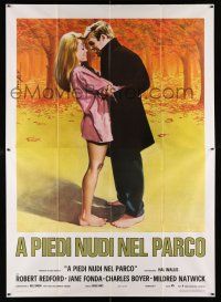 2b174 BAREFOOT IN THE PARK Italian 2p R70s different Nistri art of Robert Redford & Jane Fonda!