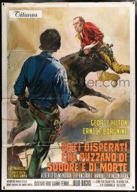 2b178 BULLET FOR SANDOVAL Italian 2p '69 Ciriello spaghetti western art of Borgnine gored by bull!