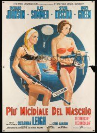 2b185 DEADLIER THAN THE MALE Italian 2p '67 different art of sexy Elke Sommer & Sylva Koscina!