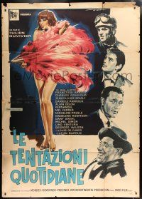2b189 DEVIL & THE 10 COMMANDMENTS Italian 2p '62 De Seta art of sexy showgirl covered by feathers!