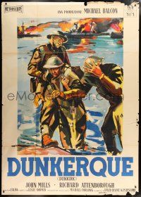 2b192 DUNKIRK Italian 2p '58 different Brini art of wounded World War II soldiers on shore!