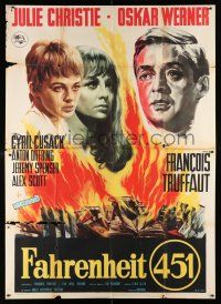 2b194 FAHRENHEIT 451 Italian 2p '67 Francois Truffaut, Julie Christie, Oskar Werner, Ray Bradbury!