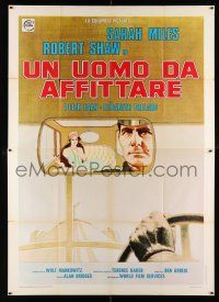 2b199 HIRELING Italian 2p '73 cool artwork of Robert Shaw as chauffeur to Sarah Miles!