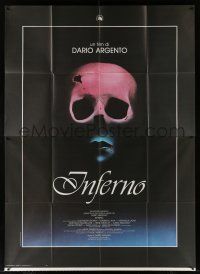 2b203 INFERNO Italian 2p '80 Dario Argento horror, really cool skull & bleeding mouth image!