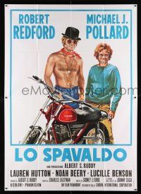 2b214 LITTLE FAUSS & BIG HALSY Italian 2p '71 Avelli art of Redford & Pollard by motorcycle!