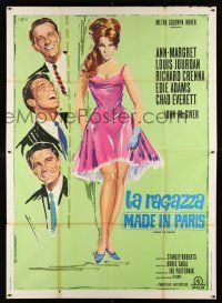 2b221 MADE IN PARIS Italian 2p '66 full-length Brini art of sexy Ann-Margret, Jourdan & Crenna!