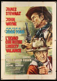 2b223 MAN WHO SHOT LIBERTY VALANCE Italian 2p '63 John Wayne & James Stewart, John Ford, different!