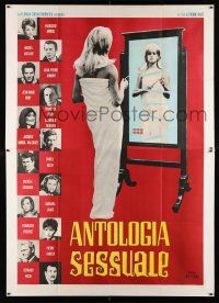2b234 PORTUGUESE VACATION Italian 2p '63 full-length sexy Francoise Arnoul in mirror + co-stars!