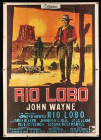 2b237 RIO LOBO Italian 2p '71 Howard Hawks, different art of cowboy John Wayne by Franco!