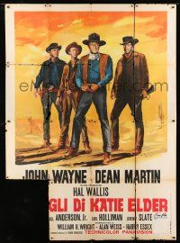 2b243 SONS OF KATIE ELDER Italian 2p '65 different art of John Wayne, Dean Martin & others!
