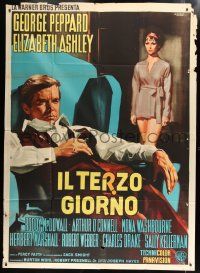 2b252 THIRD DAY Italian 2p '65 different Nistri art of George Peppard & sexy Elizabeth Ashley!
