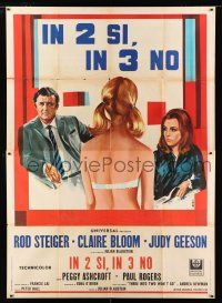 2b254 THREE INTO TWO WON'T GO Italian 2p '69 different Avelli art of Rod Steiger, Bloom & Geeson!
