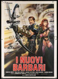 2b264 NEW BARBARIANS Italian 2p '82 cool art of heavily armed Fred Williamson & Kanakis!