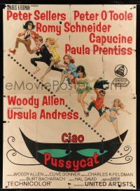 2b266 WHAT'S NEW PUSSYCAT Italian 2p '65 different art of Woody Allen, Peter O'Toole & sexy babes!