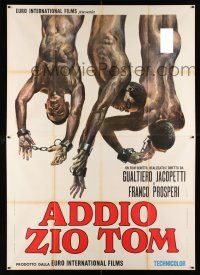 2b267 WHITE DEVIL: BLACK HELL Italian 2p '71 outrageous art of naked slaves hanging upside-down!