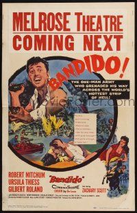 2b635 BANDIDO WC '56 one-man army Robert Mitchum grenaded his way across the hottest strip of Hell