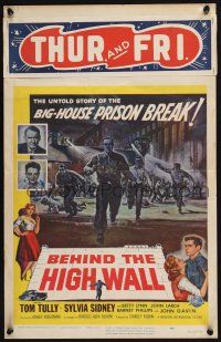 2b640 BEHIND THE HIGH WALL WC '56 the untold story of the big-house prison break, great art!