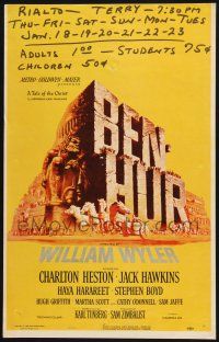 2b643 BEN-HUR WC '60 Charlton Heston, William Wyler classic religious epic, cool chariot art!