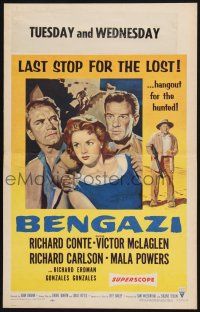 2b642 BENGAZI WC '55 Richard Conte, Victor McLaglen, last stop for the lost, hangout for hunted!