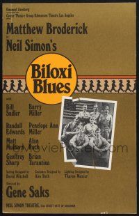 2b653 BILOXI BLUES stage play WC '85 Matthew Broderick in Neil Simon's Broadway show!