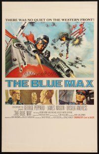 2b657 BLUE MAX WC '66 great Frank McCarthy art of WWI fighter pilot George Peppard in airplane!