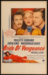 2b664 BRIDE OF VENGEANCE WC '49 art of sexy Paulette Goddard, John Lund, Macdonald Carey!