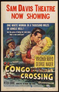2b680 CONGO CROSSING WC '56 sexy Virginia Mayo is one white woman in 1,000 miles of jungle hell!