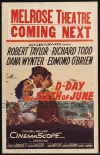 2b688 D-DAY THE SIXTH OF JUNE WC '56 romantic art of Robert Taylor & Dana Wynter in WWII!
