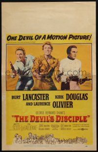 2b689 DEVIL'S DISCIPLE WC '59 Burt Lancaster, Kirk Douglas & Laurence Olivier all with two guns!