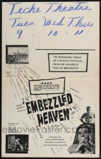 2b700 EMBEZZLED HEAVEN WC '59 Franz Werfel, a remarkable drama of a woman's devotion!