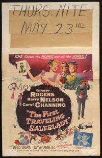 2b711 FIRST TRAVELING SALESLADY WC '56 art of Ginger Rogers selling barbed-wire in Texas!