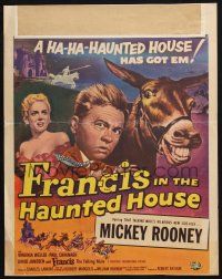 2b718 FRANCIS IN THE HAUNTED HOUSE WC '56 wacky art of Mickey Rooney w/Francis the talking mule!