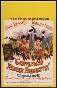 2b726 GENTLEMEN MARRY BRUNETTES WC '55 sexy Jane Russell & Jeanne Crain in the big buxom musical!