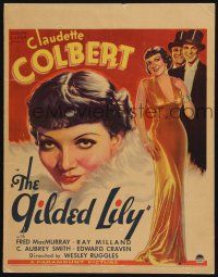 2b728 GILDED LILY WC '35 great art of sexy Claudette Colbert + with Fred MacMurray & Ray Milland!