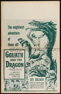 2b735 GOLIATH & THE DRAGON Benton WC '60 cool fantasy art of Mark Forest battling the giant beast!