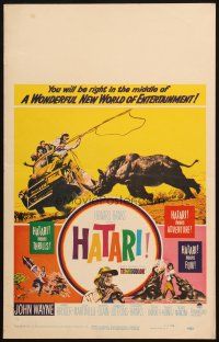 2b747 HATARI WC '62 Howard Hawks, great Frank McCarthy art of John Wayne in Africa!