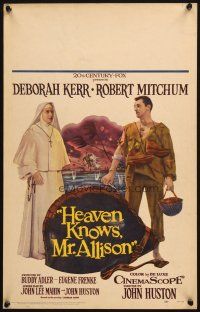 2b751 HEAVEN KNOWS MR. ALLISON WC '57 full-length soldier Robert Mitchum with nun Deborah Kerr!