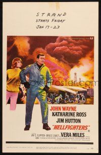 2b754 HELLFIGHTERS WC '69 John Wayne as fireman Red Adair, Katharine Ross, art of blazing inferno!
