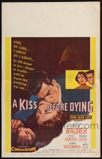 2b793 KISS BEFORE DYING WC '56 great close up art of Robert Wagner & Joanne Woodward!