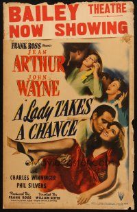 2b799 LADY TAKES A CHANCE WC '43 Jean Arthur moves west and falls in love with John Wayne!