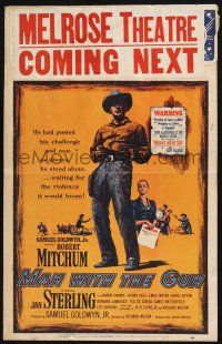 2b823 MAN WITH THE GUN WC '55 Robert Mitchum as a man who lived and breathed violence!