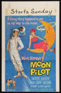 2b835 MOON PILOT WC '62 Disney, Tom Tryon, Dany Saval, wacky space man and moon girl art!