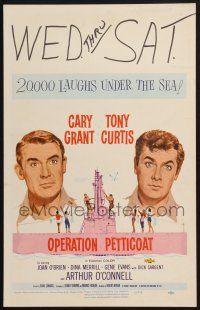 2b854 OPERATION PETTICOAT WC '59 great artwork of Cary Grant & Tony Curtis on pink submarine!