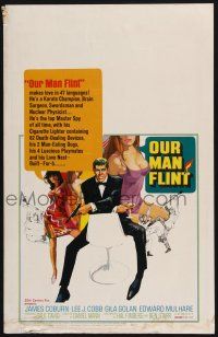 2b855 OUR MAN FLINT WC '66 Bob Peak art of James Coburn, sexy James Bond spy spoof!