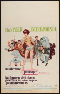 2b861 PENELOPE WC '66 Maurice Thomas art of sexiest Natalie Wood with big money bags and gun!