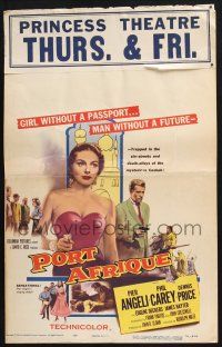 2b870 PORT AFRIQUE WC '56 art of super sexy Pier Angeli caught in the Casbah with gun!
