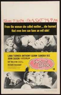 2b871 PORTRAIT IN BLACK WC '60 Lana Turner, Anthony Quinn, Sandra Dee, love can have an evil side!