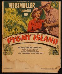 2b873 PYGMY ISLAND WC '50 art of Johnny Weissmuller as Jungle Jim with Ann Savage in pith helmet!